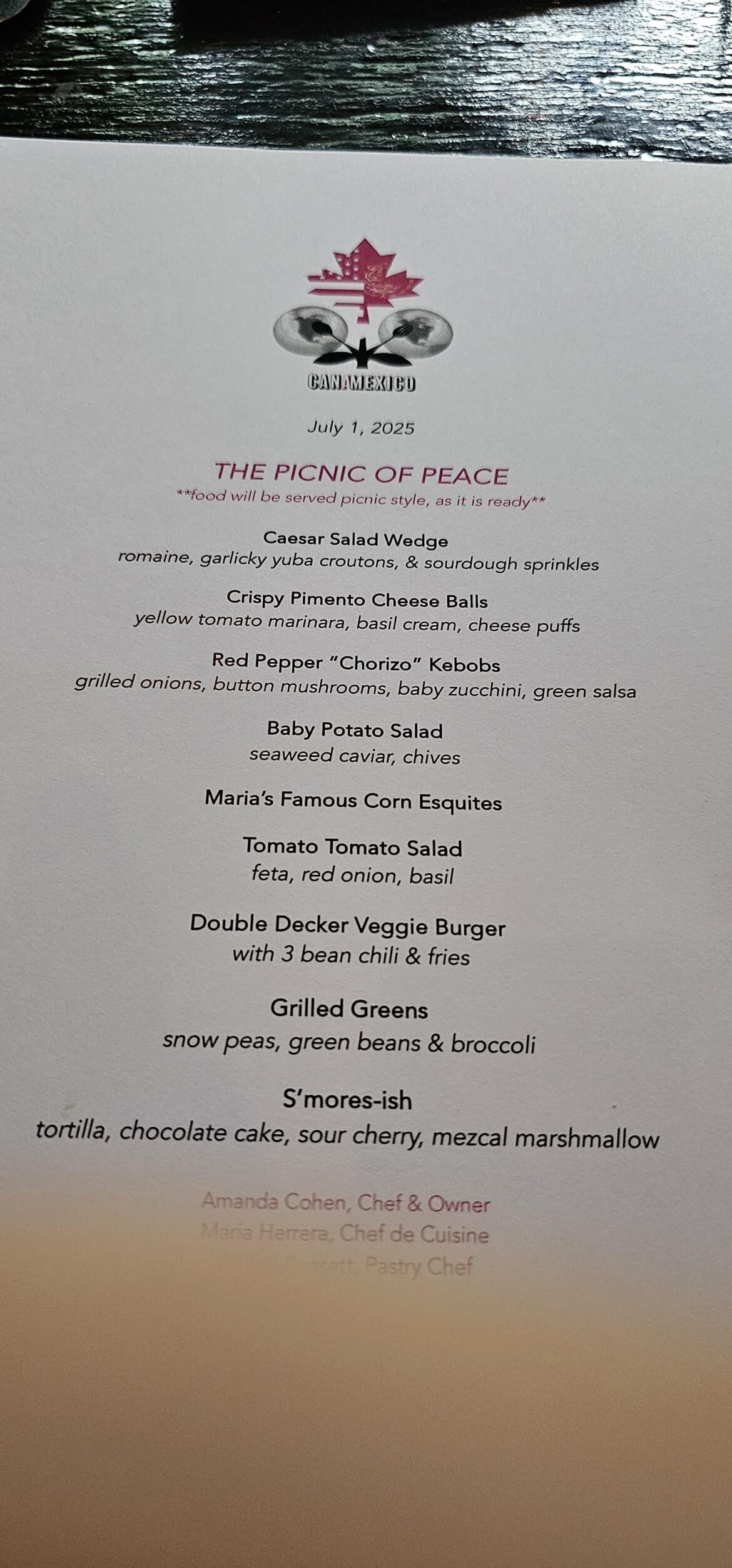 Dirt Candy's CANAMEXICO menu 2025 🤩