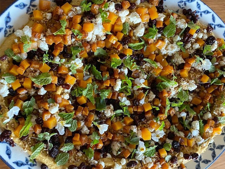  Roasted butternut squash hummus.
