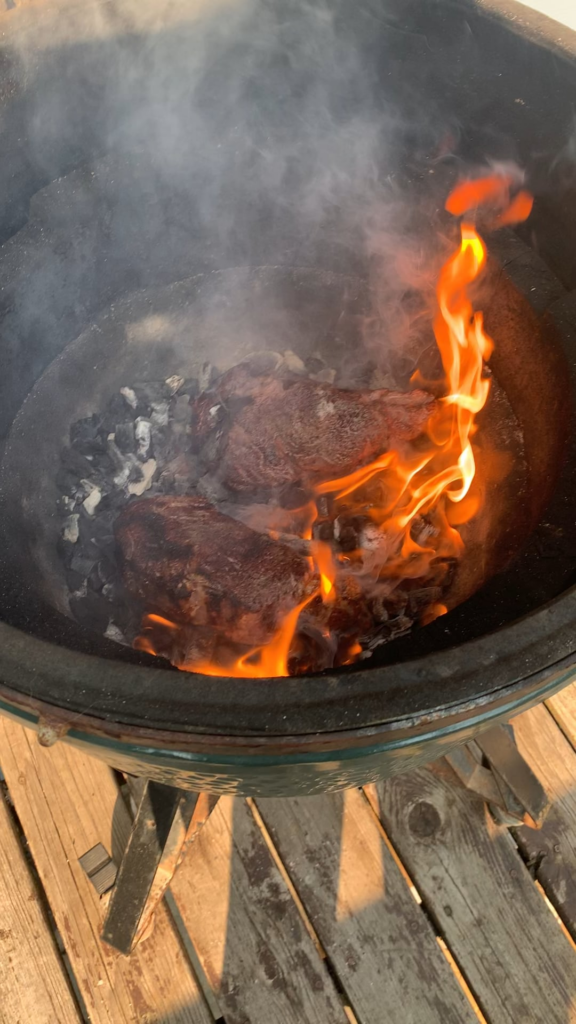 Steaks direct on coals!