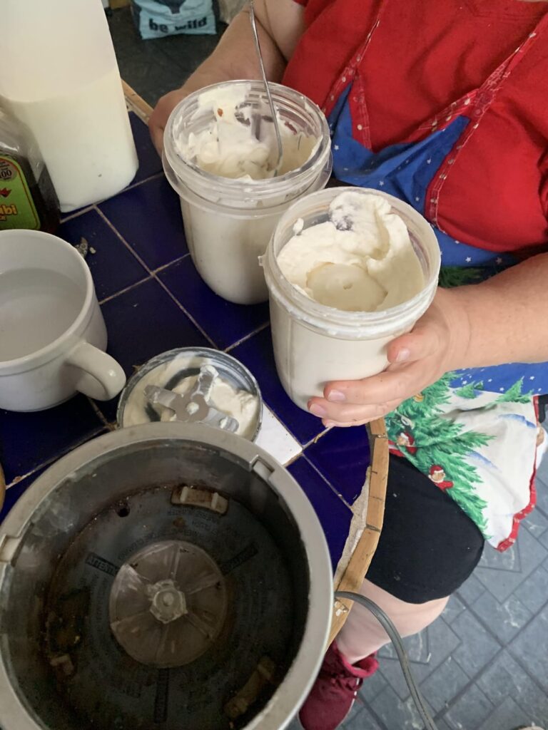 Mom and I made real ice cream for the first time today.