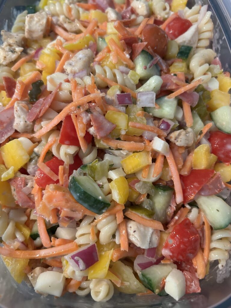Very happy with the chicken pasta salad today!