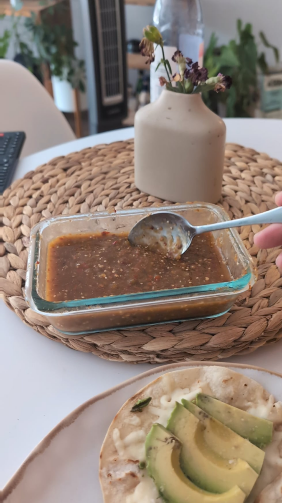 How to eat salsa without chips (sorry for wilted flowers)