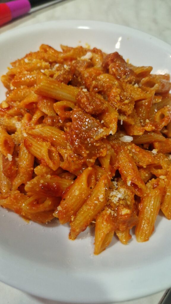 Tomato, pepper, guanciale, pecorino.