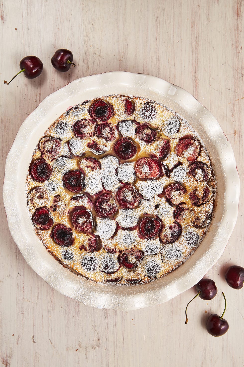 cherry clafoutis on a plate