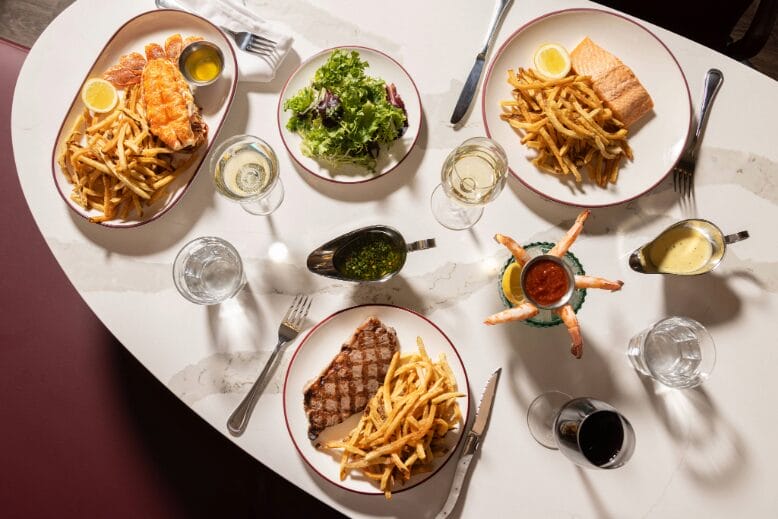 Plates of food at Chez Frites in Atlantic City