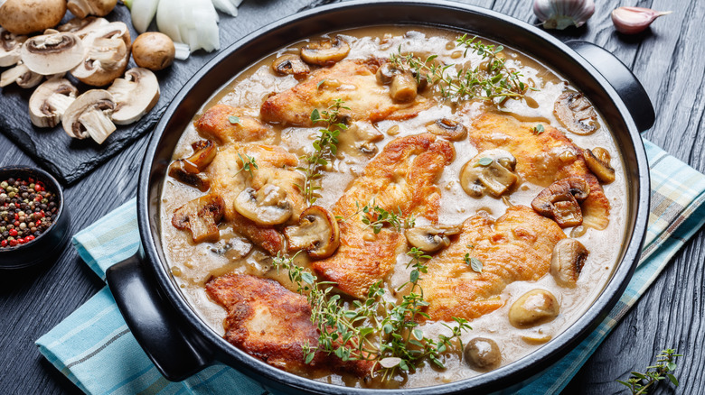 Pot of chicken Marsala