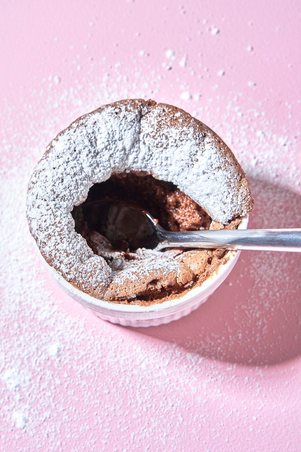 chocolate souffles on a pink background