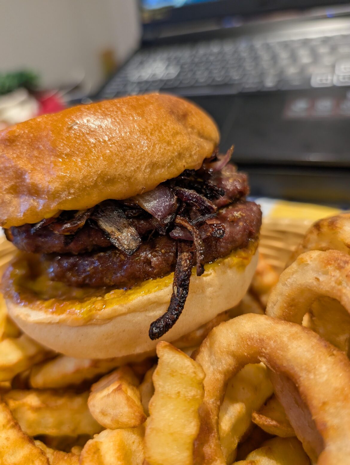 Pellet grill burger.