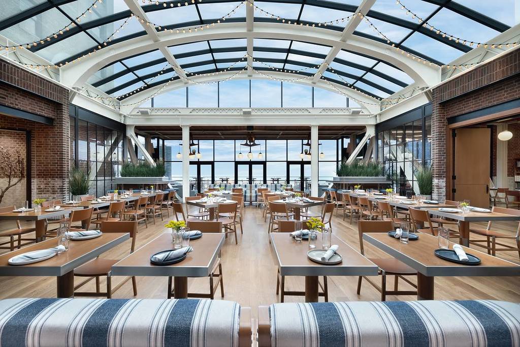 interior of Cindy's rooftop in Chicago with stunning views of the Lake Michigan