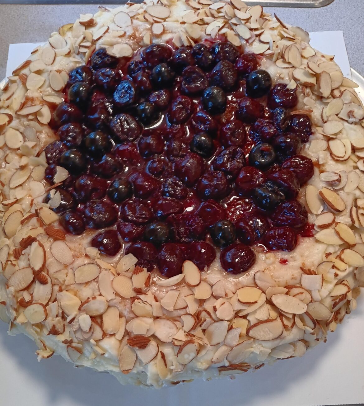 Double cherry Almond Cake