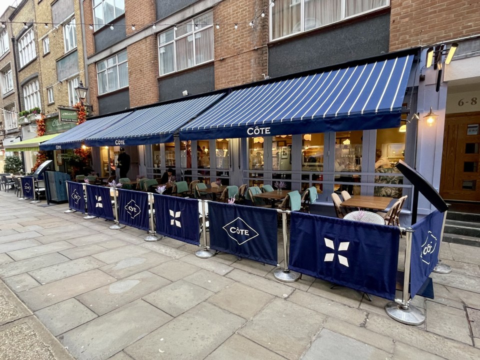 Exterior view of Côte Brasserie restaurant in London.