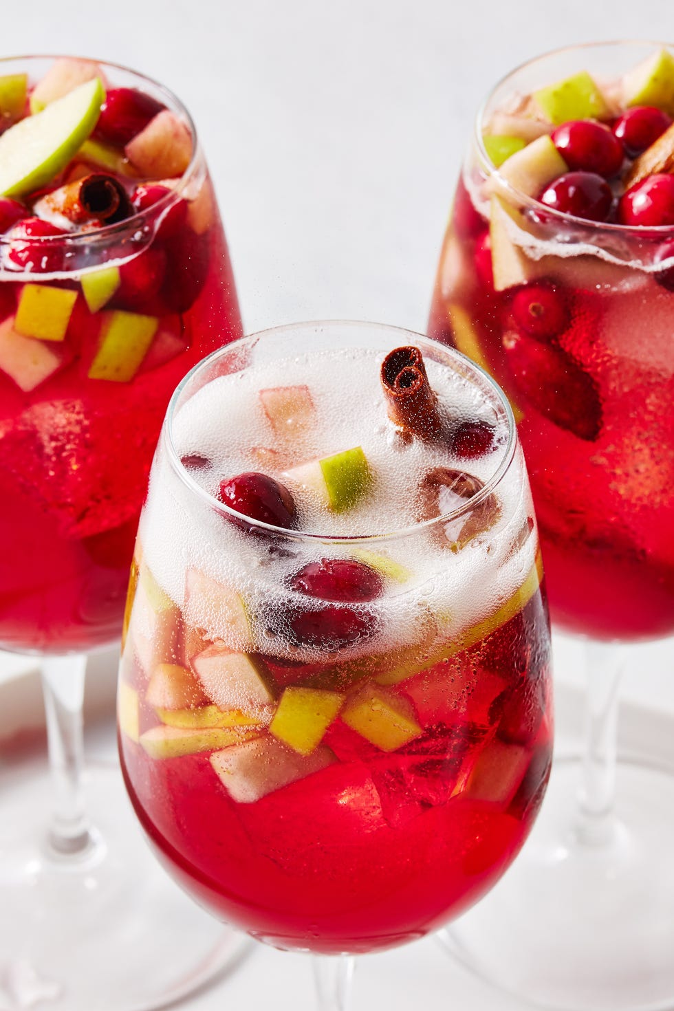 cranapple sangria in a wine glass