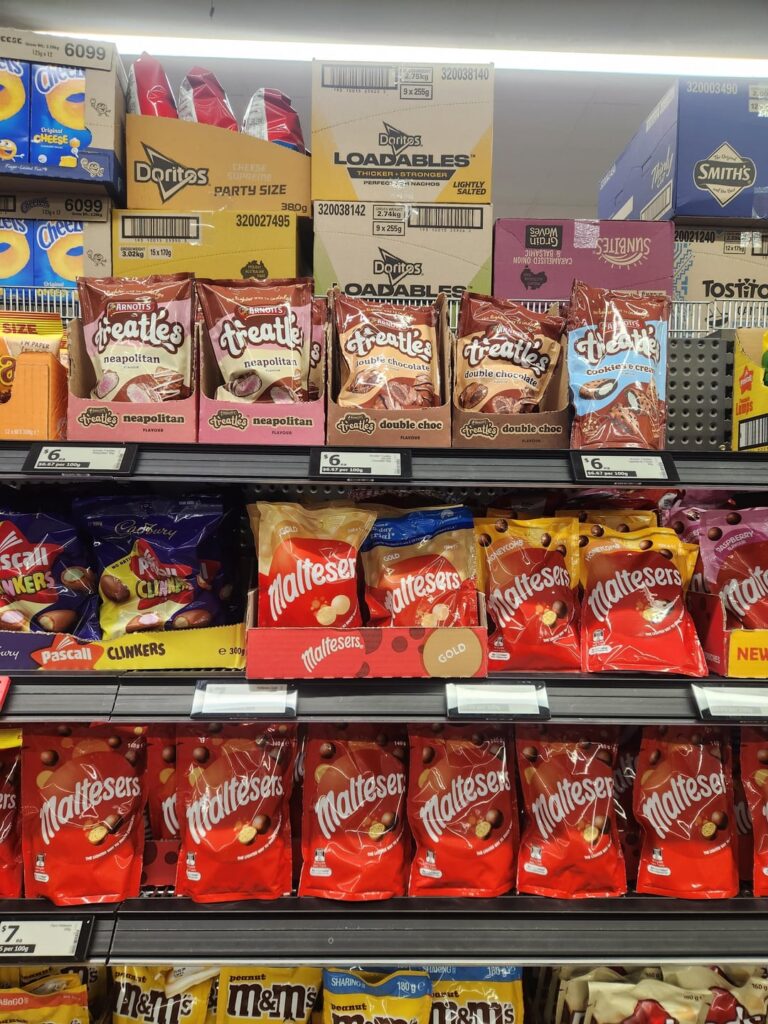 Shopping my local Woolies (Australia) for snacks to bring my family and friends