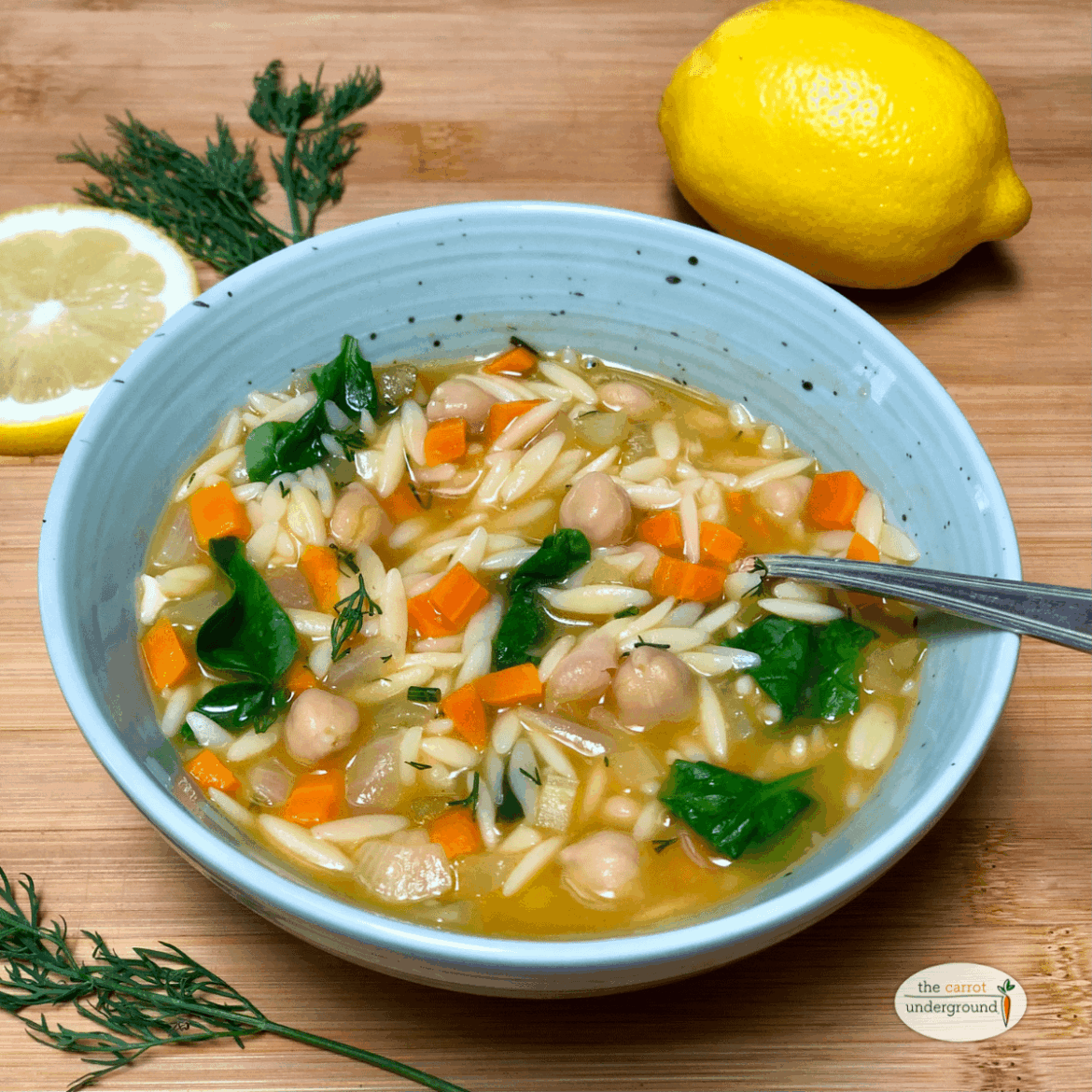 Vegan Mediterranean Lemon Orzo Soup 🍋 light, citrusy & souper easy to make!