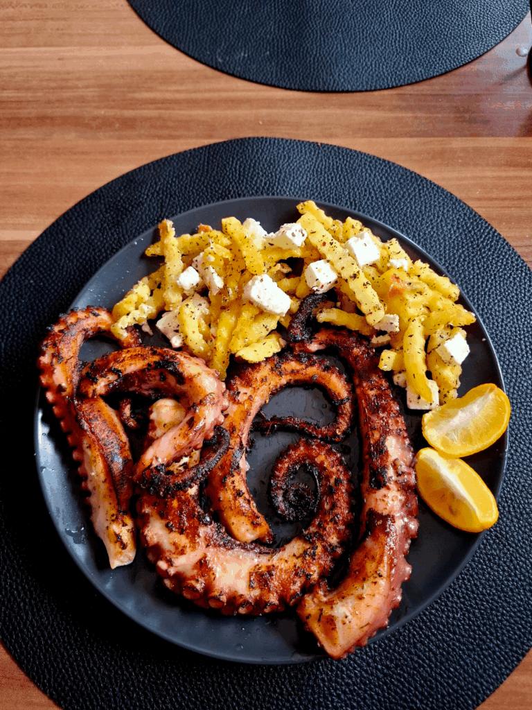 Homemade Grilled Octopus With Greek Style Fries