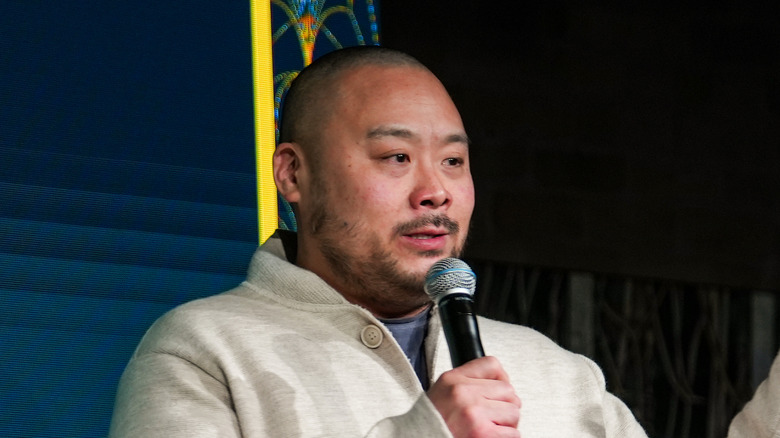 David Chang talking into a microphone