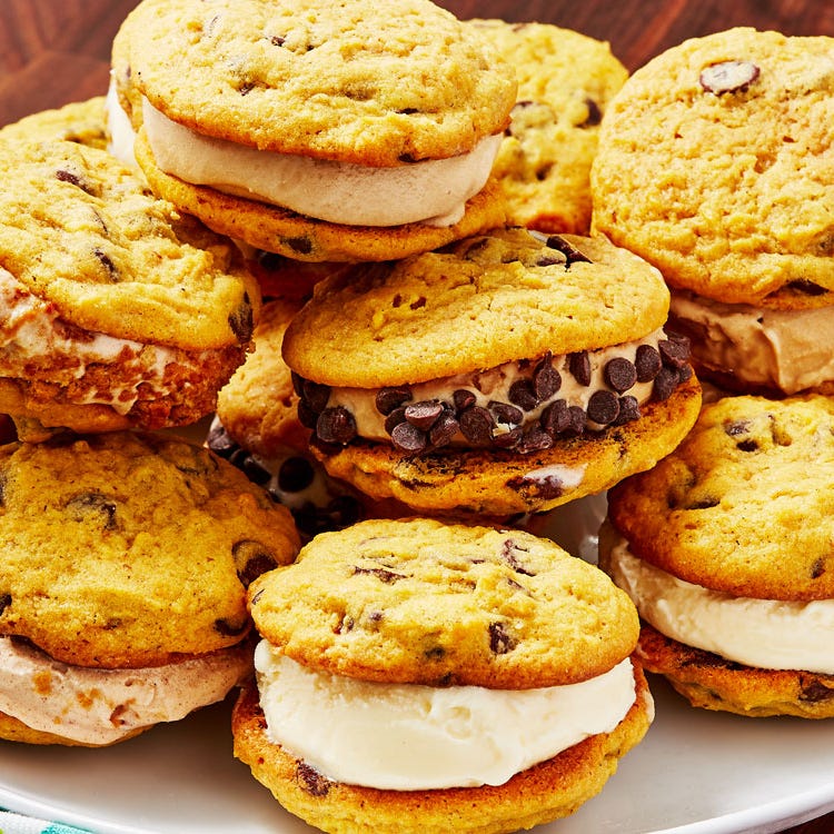 Pumpkin Chocolate Chip Ice Cream Sandwich - Delish.com