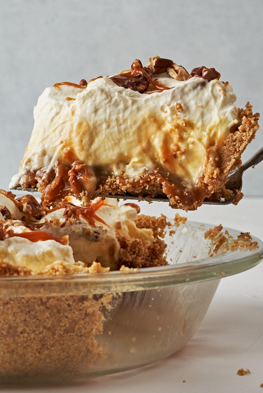 nobake banana caramel pecan pie