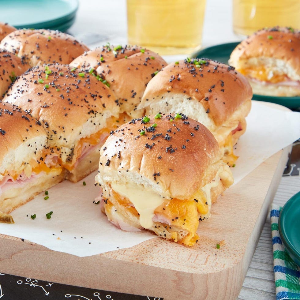 dishes at a midwestern potluck ham and cheese sliders