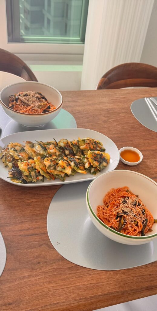 📌 Shrimp Jeon & Yeolmu Bibim Guksu