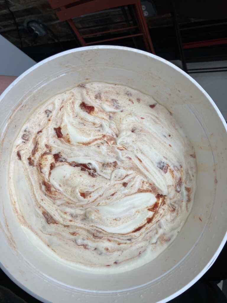 Basil mayo ice cream w/ tomato jam