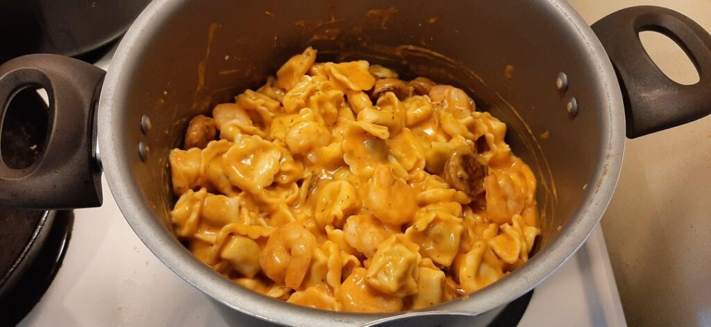 Three cheese Tortellini with Shrimp