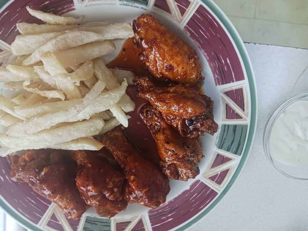 Fried in peanut oil. Dusted with corn starch.