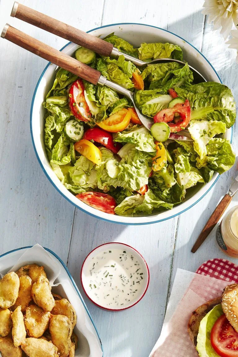 tossed salad with green goddess dressing