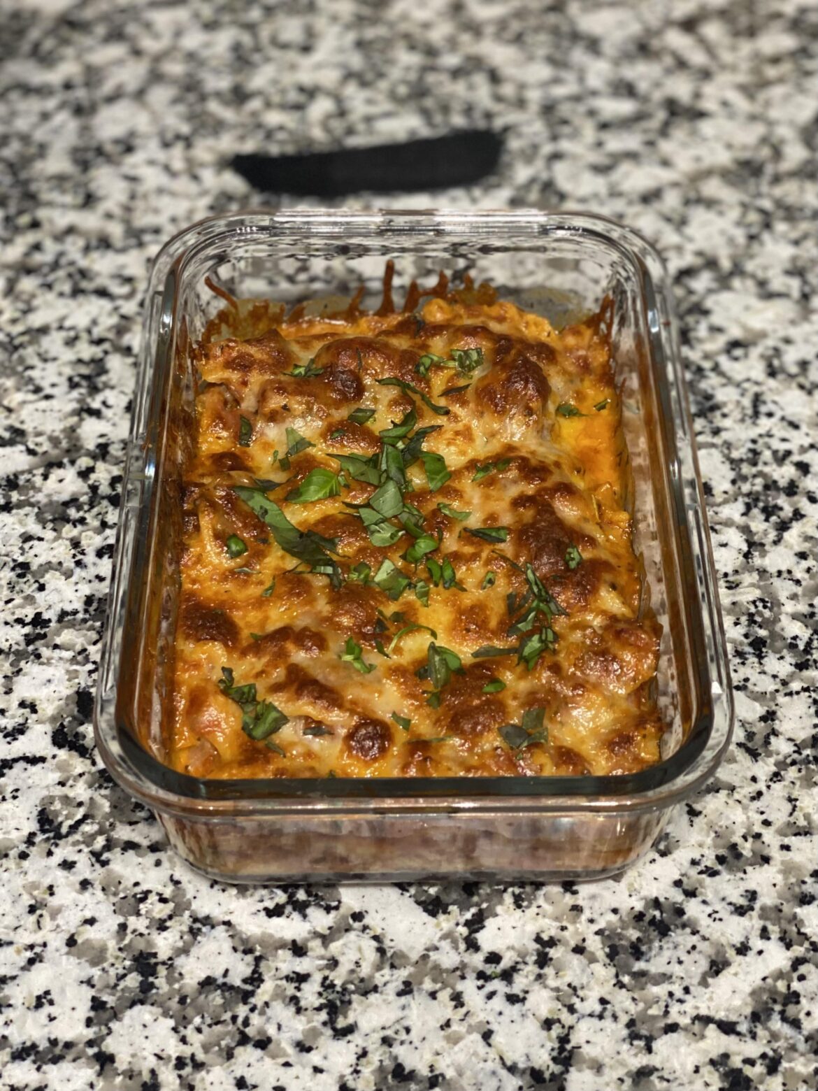 I made myself a personal baked pasta dish for dinner.