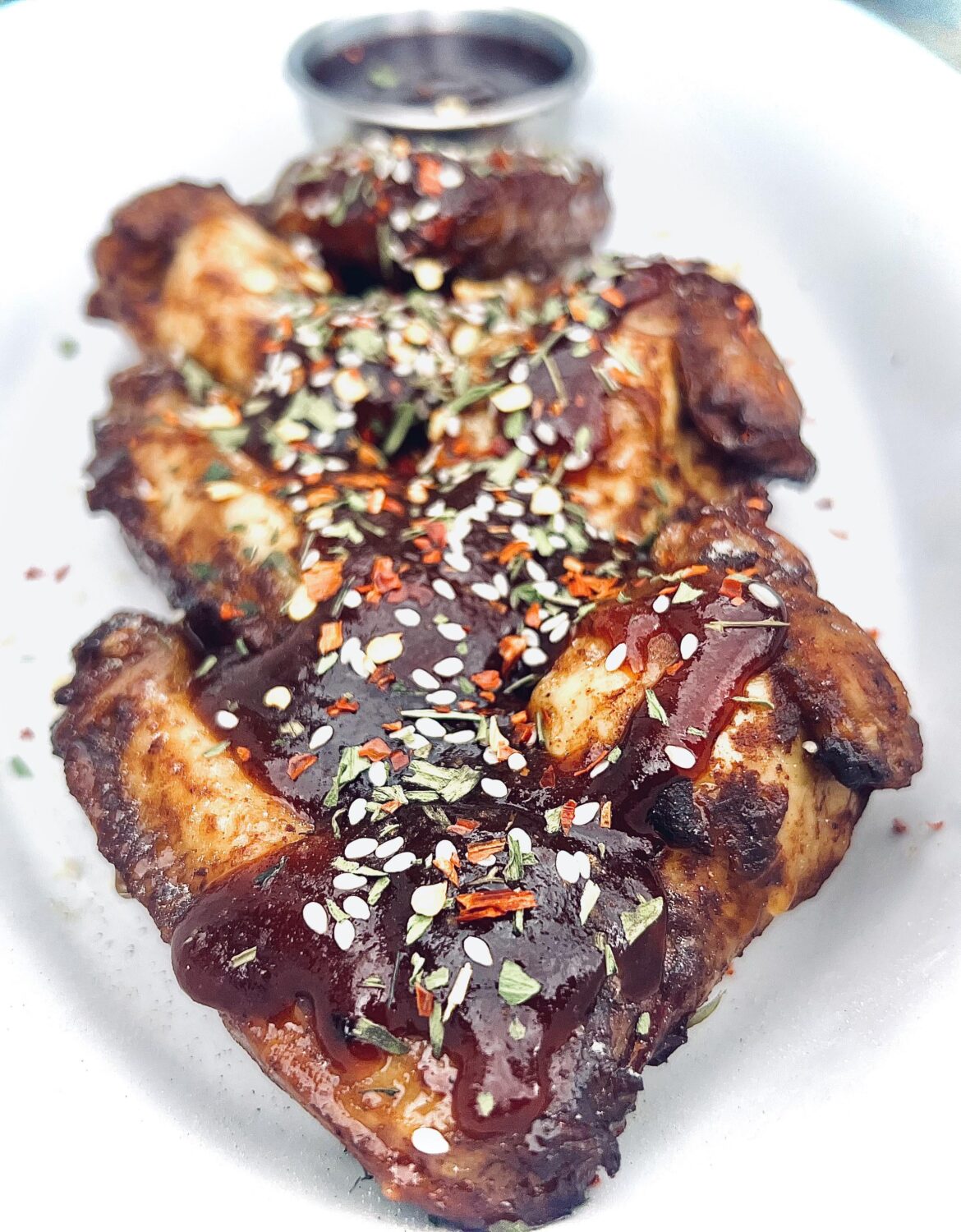 found some wings in reduced to clear and improvised a sauce