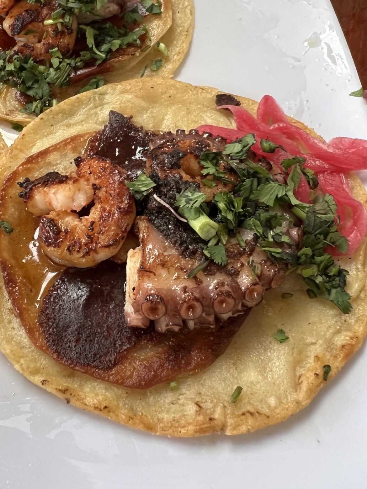 Tacos de pulpo y camaron, Mazatlan, Sinaloa Mexico