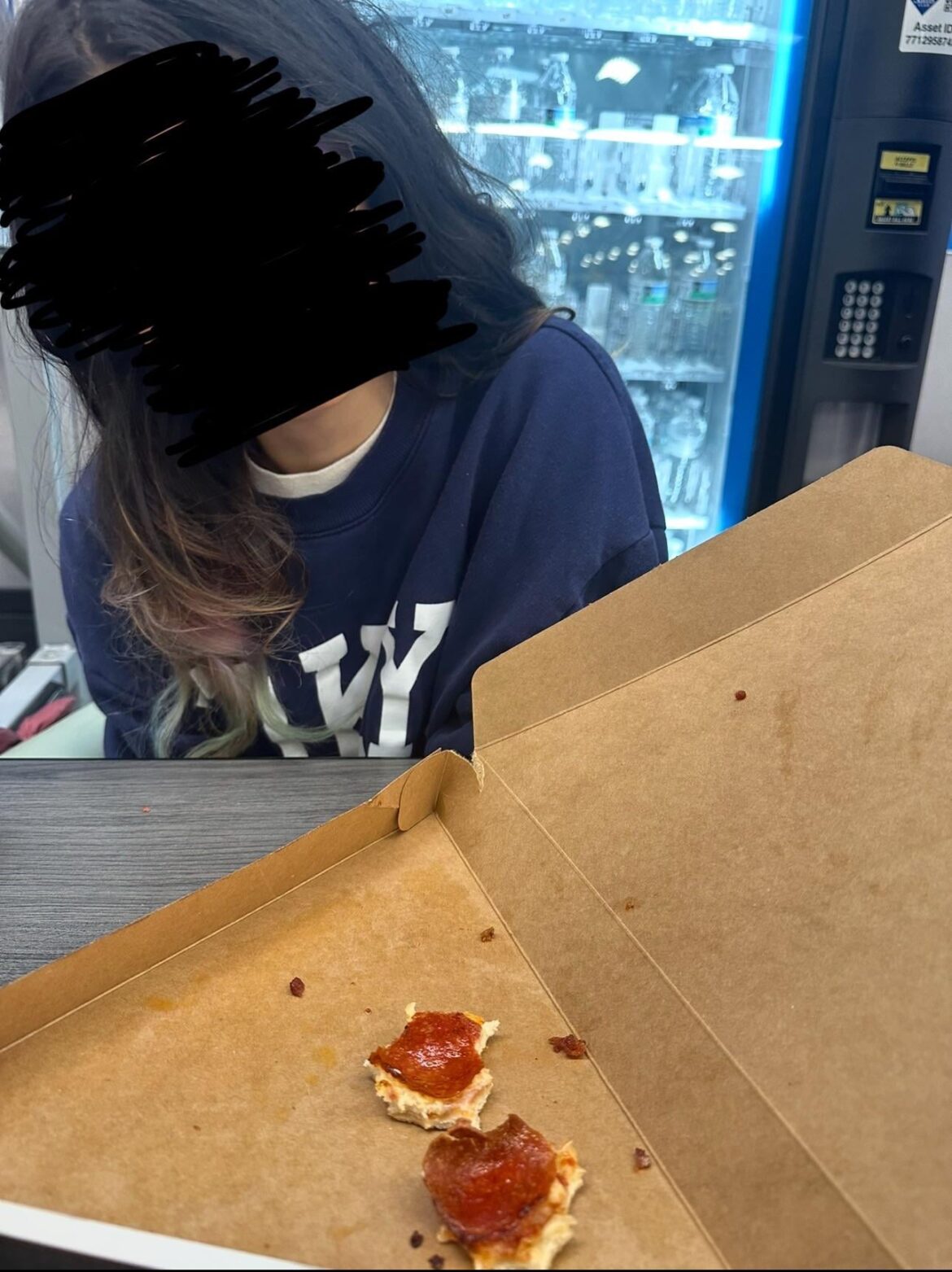 My daughter eating all around her pepperonis, and then eating just the part with the pepperoni last. Not sure if this is a pizza crime, or genius. Is she guilty?
