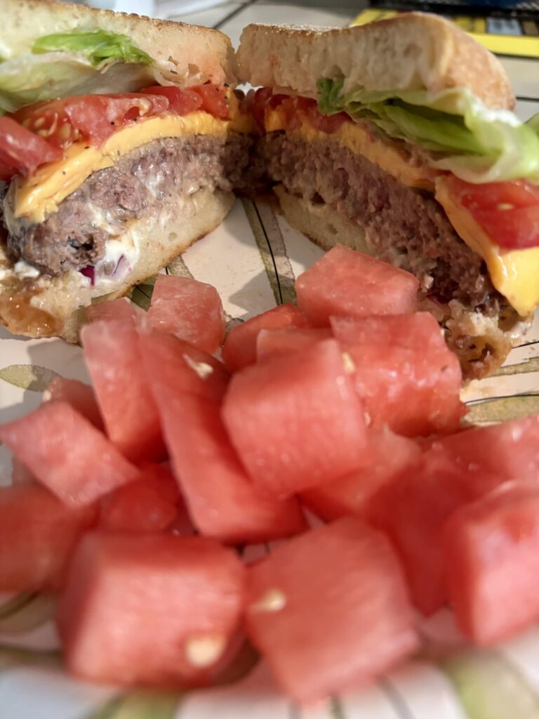 No hamburger bun, no problem…Cheeseburger on English Muffin