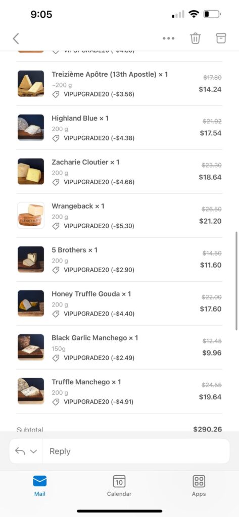 I bought myself $300 worth of cheese for Mother’s Day