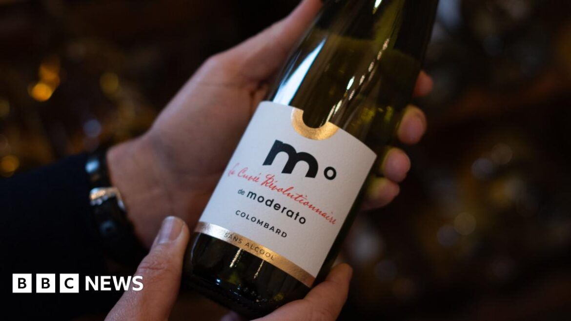 Whisper it – alcohol-free wine has arrived in France Frédéric Brochet holding a bottle of alcohol-free wine