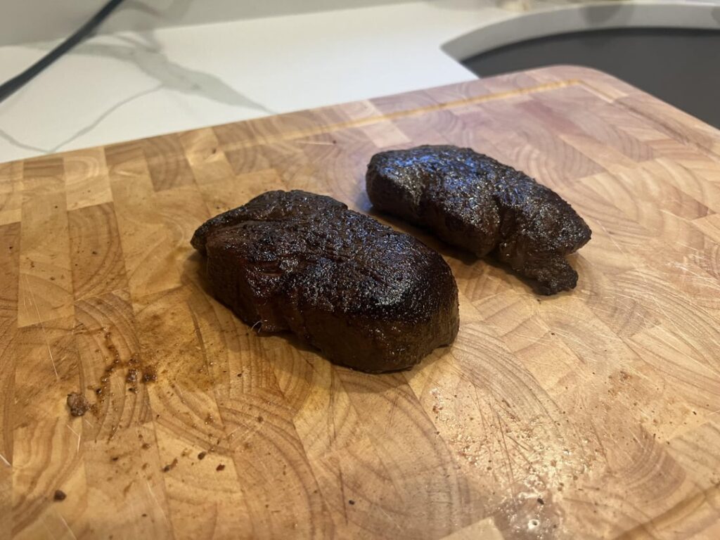 Prim filet…sous vide then CI seared.