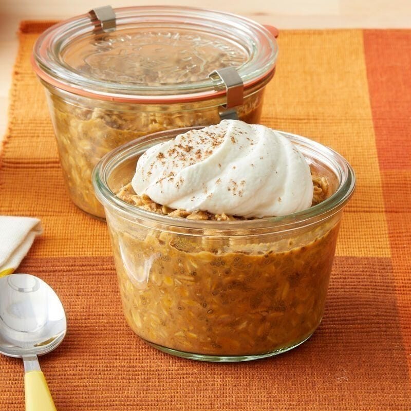 fall breakfast pumpkin spice latte overnight oats