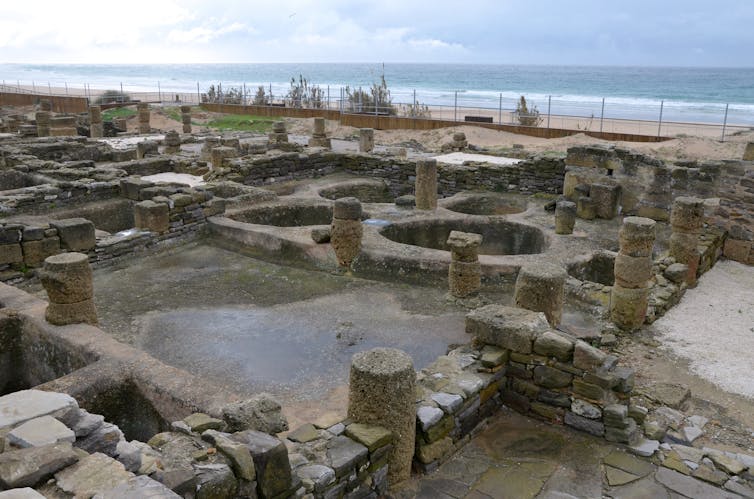 The huge fish processing vats at Baelo, a Roman city on the straits on Gibraltar in southern Spain