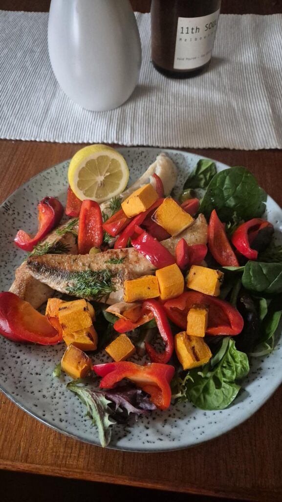 Flathead fish & veg - 45g protein. Swipe for details.