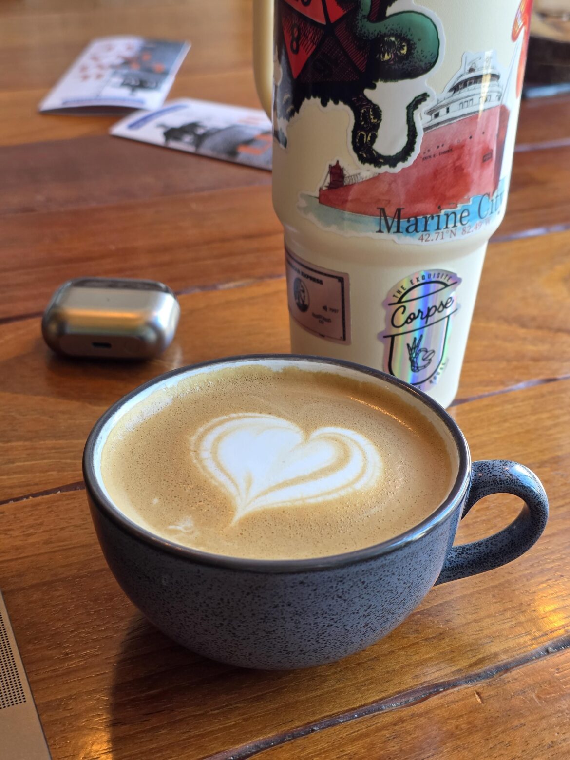 Left the home office to re-focus at a cafe