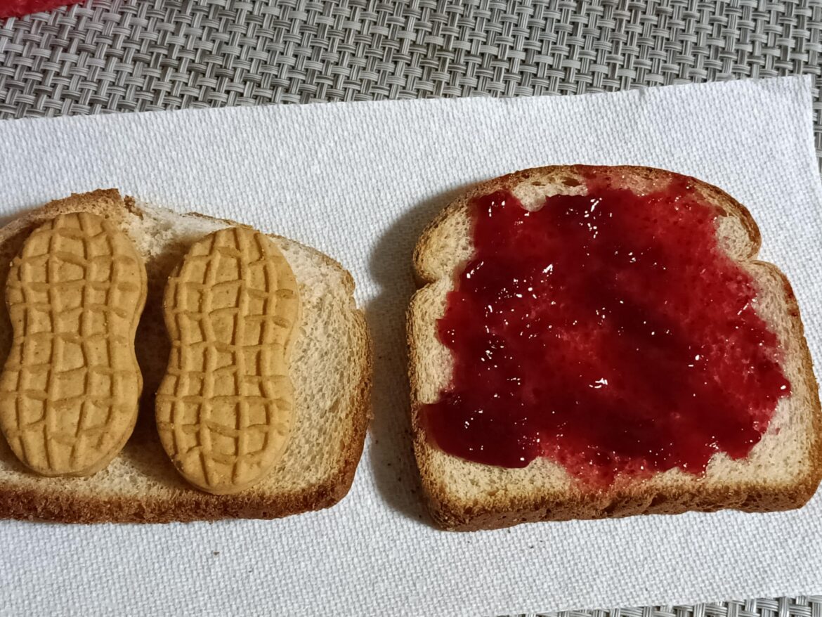 Peanut butter cookie and jelly sandwich