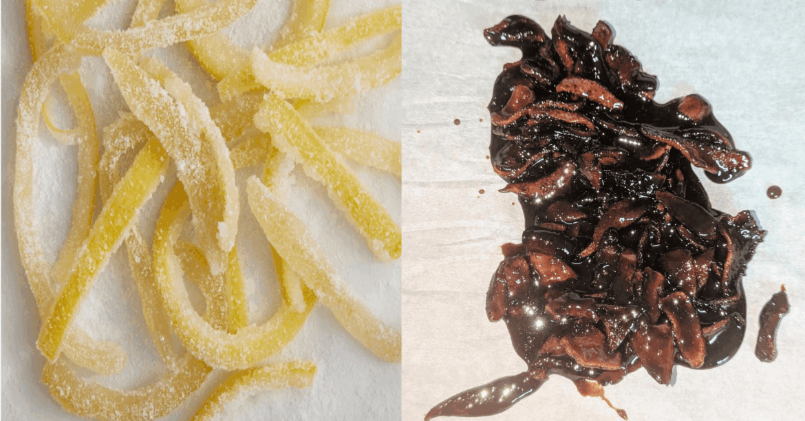 I tried to make "lemon peel candy" first time and it ended up a complete disaster.