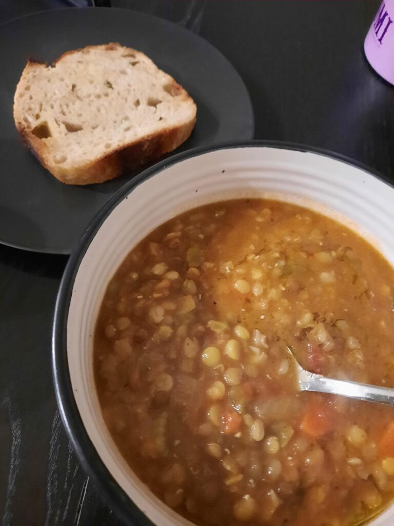 Lentil soup and sourdough