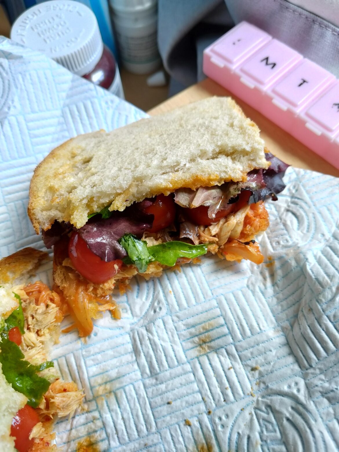 My housemates are mocking me :( Kimchi and tinned mackerel sourdough sandwich