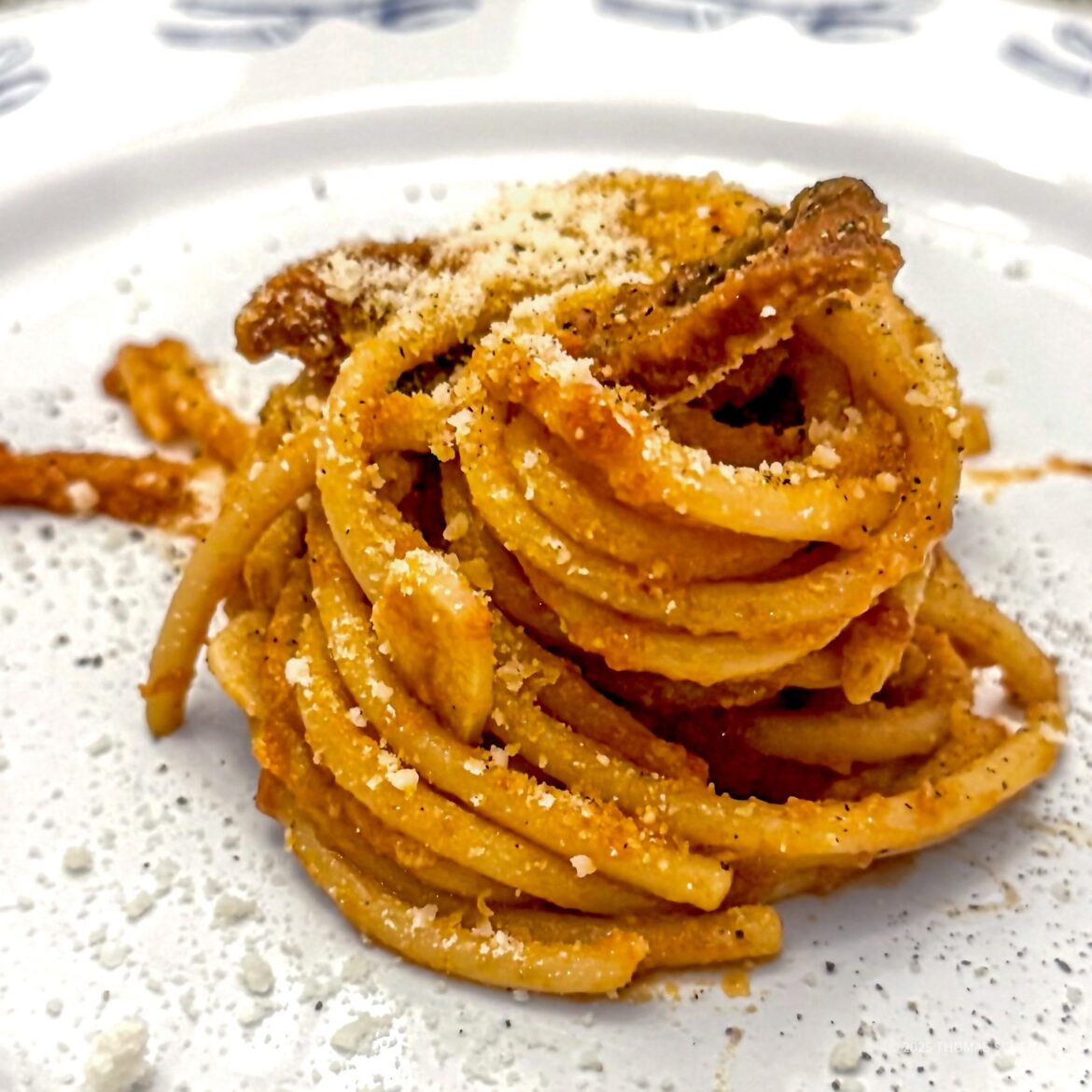 Amatriciana. Mother-in-law insisted on garlic. [oc]