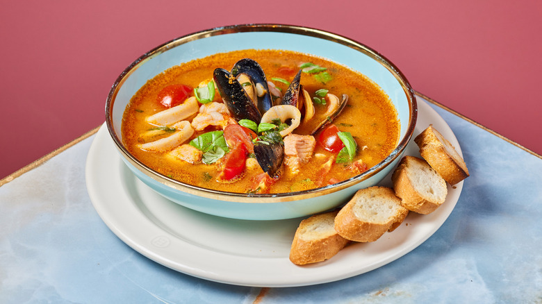a bowl of  bouillabaisse