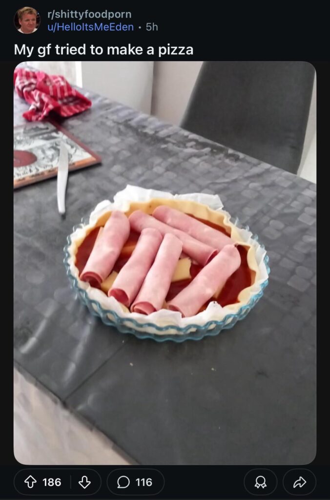 My GF tried to make a pizza...