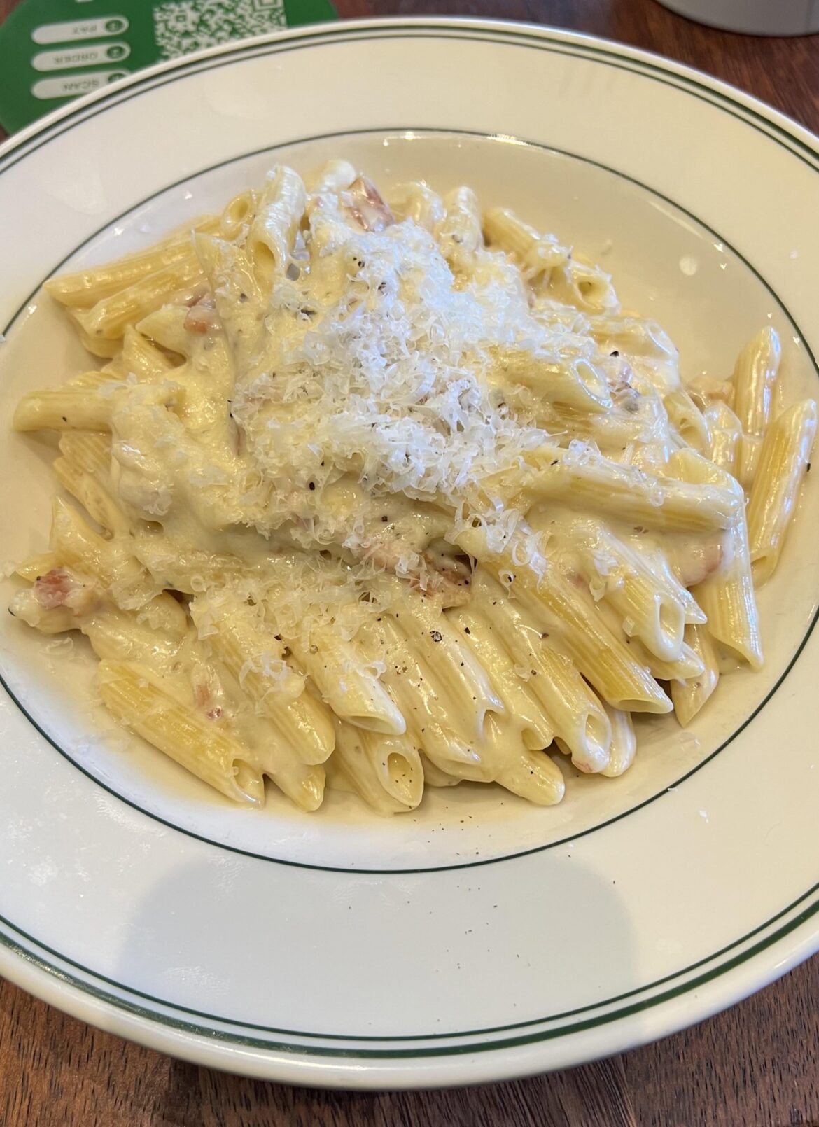 I had pasta carbonara (penne) the other day