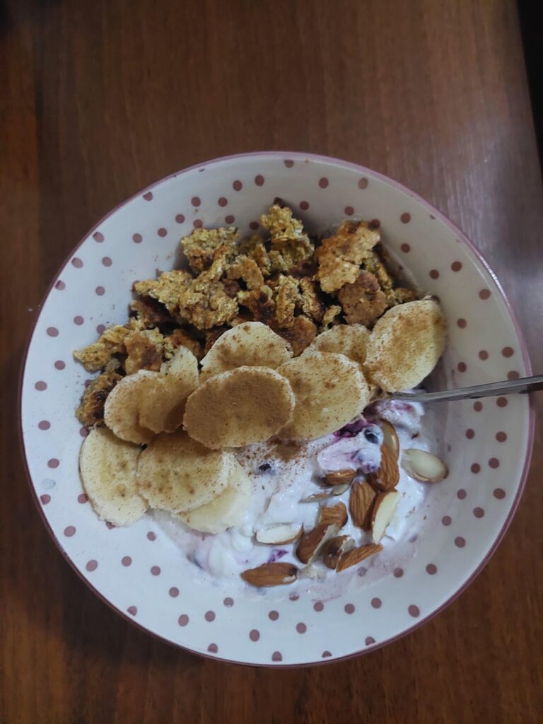 Oats and greek yougurt breakfast bowl