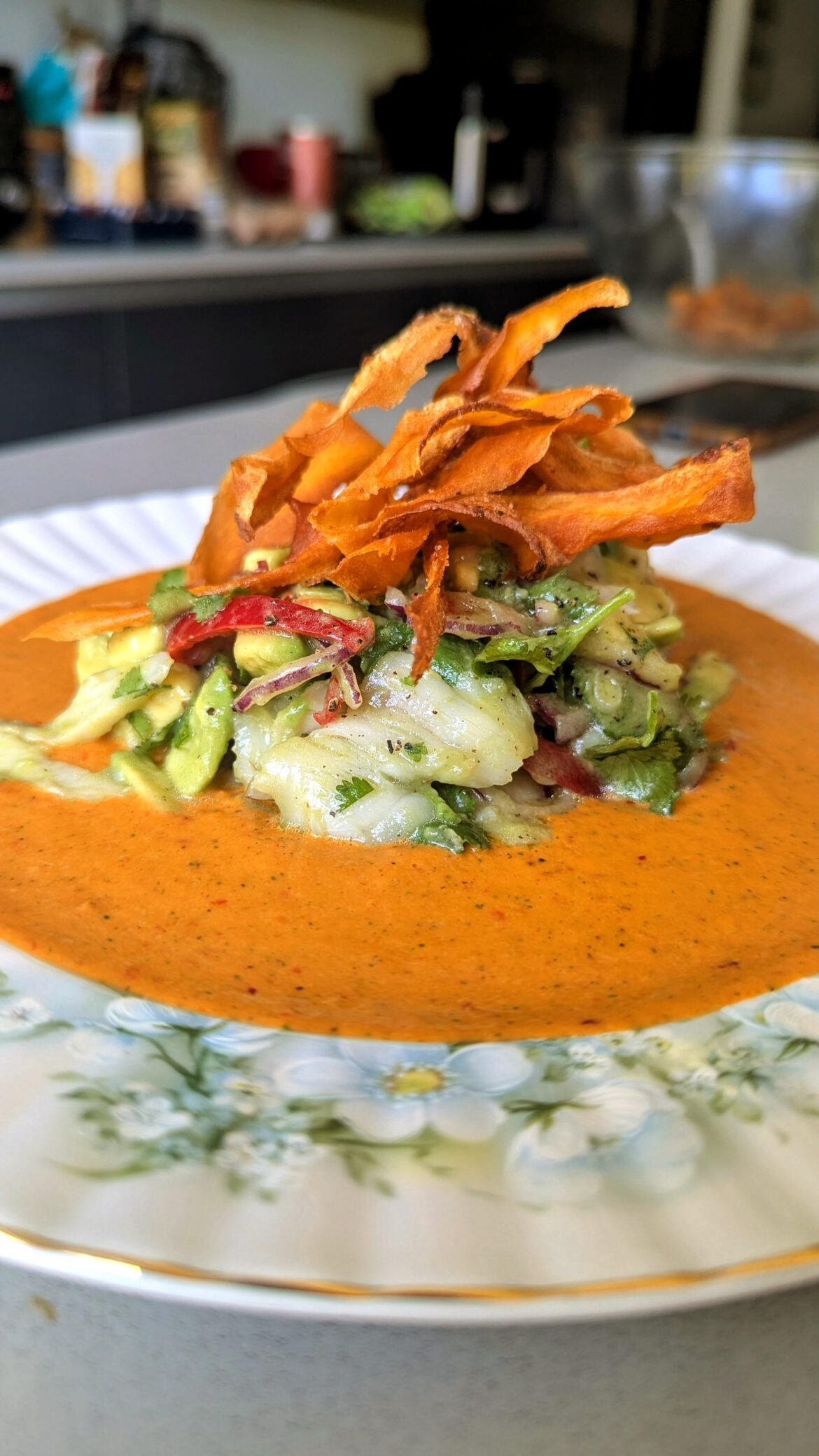 Sea Bass Ceviche with Sweet Potato Curls